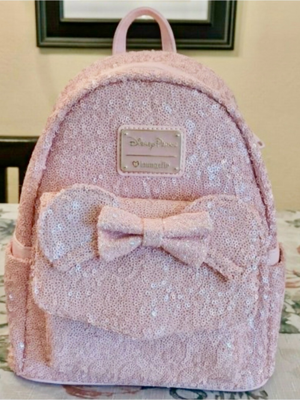 New Loungefly Pink Sequin Mini Backpack with Bow